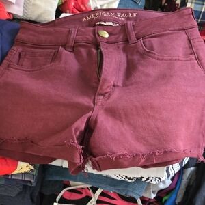 American Eagle Outfitters Women's Maroon Jean Shorts
